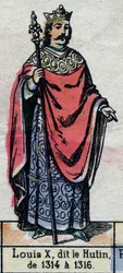 Retrato de Luis X de Francia, conocido como Luis el Obstinado (1289-1316) (dinastía de los Capetos). Ilustración de finales del siglo XIX.