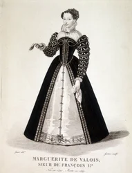 Retrato de Margarita de Navarra (Margarita de Valois, Margarita de Angulema o Margarita de Francia) (1492-1549) Reina de Navarra y Poetisa - siglo XIX