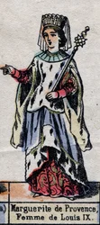 Retrato de Margarita de Provenza (1221-1295), esposa de Luis IX de Francia. (Dinastía de los Capetos). Ilustración de finales del siglo XIX