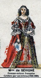 Retrato de Marie de Rabutin-Chantal (Rabutin Chantal), Marquesa de Sevigne conocida como Madame de Sevigne (1626-1696). En “Galería de Reyes y Reinas de Francia y personajes ilustres de 1643 a 1895” Imagen de Epinal