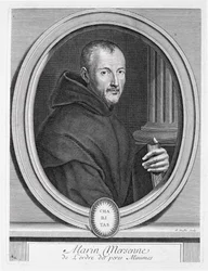 Retrato de Marin Mersenne (1588-1648) grabado por Duflos