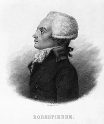 Retrato de Maximilien Robespierre (1758 - 1794) - en "Revolución francesa" por Thiers. Siglo XIX