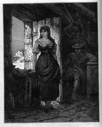 Retrato de Mercedes, personaje de la novela “El Conde de Montecristo” por Alexandre Dumas (1802-1870). Grabado en “Le Monde Illustré”, 30 de enero