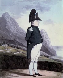 Retrato de Napoleón I (1769-1821) en la isla de Santa Elena en mayo de 1815 (grabado del siglo XIX) Isla de Aix. Museo Napoleónico