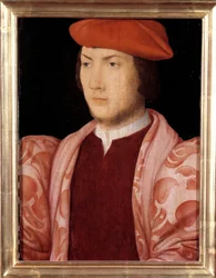 Retrato de Odet de Coligny, cardenal de Chatillon en 1534 (hijo de Gaspard de Coligny, Mariscal de Francia y hermano del Almirante Gaspard de Coligny) (1517-1571) alrededor de 1535. Pintura de la Escuela Francesa del siglo XVI. Dim. 0,32x0,23m. Versalles