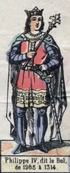 Retrato de Felipe IV de Francia, conocido como Felipe el Hermoso (1268-1314) (dinastía de los Capetos). Ilustración de finales del siglo XIX.