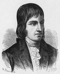 Retrato de Philippe Lebon (1769-1804), ingeniero y químico francés (inventor del alumbrado de gas) - en «Álbum de la ciencia; científicos ilustres; grandes descubrimientos», 1896.