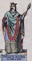 Retrato de Felipe VI de Francia, conocido como Felipe de Valois (1294-1350) (dinastía de los Capetos). Ilustración de finales del siglo XIX.