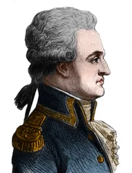 Retrato de Pierre Charles de Villeneuve, almirante francés (1763-1806). Inició la batalla de Trafalgar, que fue un desastre, y después se suicidó - en «The History of France» de Henri Martin.