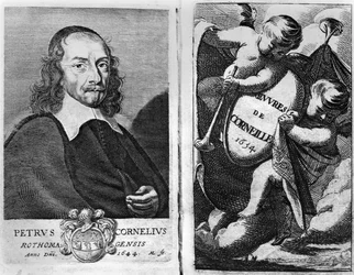 Retrato de Pierre Corneille (1606-84) 1644, frontispicio de una edición de Oeuvres de Corneille, publicada en 1634