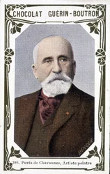 Retrato de Pierre Puvis de Chavannes, pintor francés (1824-1898). Viñeta de bombones Guérin - Boutron