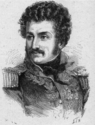 Retrato de Pierre Yriex Daumesnil (1776-1832), general francés durante el Primer Imperio y la Restauración - grabado de 1889 - colección privada