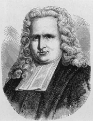 Retrato de Pieter (Petrus, Pierre) van Musschenbroek (1692 - 1761), físico holandés, inventor en 1745 del primer condensador eléctrico (botella de Leiden) - en 