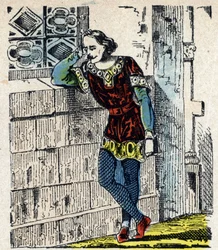 Retrato del príncipe Carlos de Baja Lotharingie (Carlos I de Lorena) (953-991) encerrado en Orleans en 991 (Carlos, duque de Baja Lorena encarcelado por Hugo Capeto en Orleans, donde murió poco después, 991) Imagen de Epinal Siglo XIX Privado