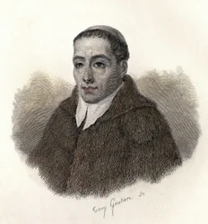 Retrato de San Bernardo de Menthon (923-1009), archidiácono de Aosta y fundador de los hospicios de San Bernardo. En "Retratos de hombres útiles".