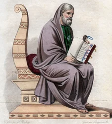 Retrato de San Gregorio de Tours (538-594), historiador francés y Obispo de Tours.
