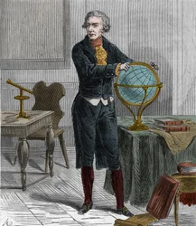 Retrato de Sir Friedrich Wilhelm Herschel (1738-1822), astrónomo y físico británico-alemán - Retrato de William Herschel astrónomo británico de origen alemán - Grabado en “Sciences at the reach of all - popular physics and chemistry” por Alexis Clerc