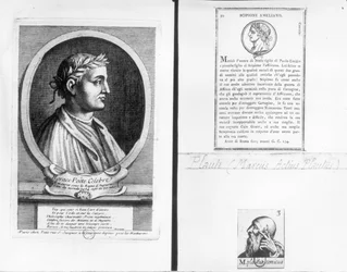 Retratos de Horacio (65-8 a.C.), Escipión Emiliano (Africano Menor) (185-129 a.C.) y Plauto (c.254-184 a.C.)
