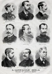 Retratos de los principales testigos en el caso Dreyfus Zola en 