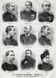 Retratos de los principales testigos en el caso Dreyfus Zola en "Le Petit Journal", 27 de febrero