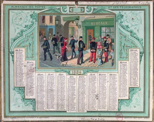 Calendario de correos de 1884
