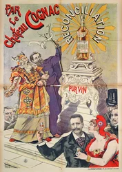 Póster publicitario de Cognac como promotor de la reconciliación, 1890-95
