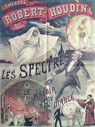 Póster publicitario de Fantasmas y la Casa del Diablo en el Teatro Robert-Houdin, París, c.1870