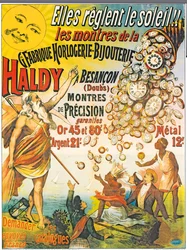Póster publicitario de Horlogerie-Bijouterie Haldy, antes de 1890