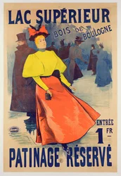 Cartel publicitario de una pista de patinaje en el Lac supérieur en el Bois de Boulogne