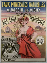 Póster publicitario de las aguas minerales naturales del cuenca de Vichy