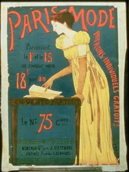 Cartel que anuncia suscripciones a la revista Paris Mode