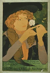 Póster publicitario para la Quinta Exposición del Salon Des Cent, París