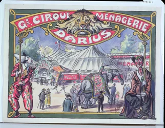 Póster publicitario del Gran Circo Menagerie Darius, 1924