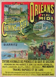 Póster publicitario de los ferrocarriles de Orleans y Midi, Francia