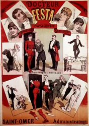 Cartel de presentación del espectáculo de magia del ilusionista Doctor Festa, principios del siglo XX (impresión)