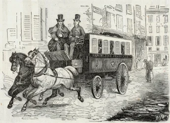 Correos: el ómnibus de los carteros - Grabado en "Tableau-de-Paris" de Edmond Texier 1852
