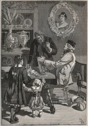 Potichomy, un proceso del siglo XIX para imitar jarrones de porcelana de China y Japón. Grabado de 1880 en "Les arts et metiers illustres" por Adolphe BITARD