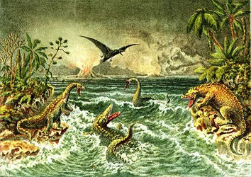 Mundo primitivo (con dinosaurios) - Período secundario de la Prehistoria