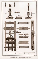 Imprenta: desarrollo de la prensa - “La Gran Enciclopedia, o Diccionario Razonado de las Ciencias, las Artes y los Oficios” por Denis Diderot (1713-1784) y Jean d