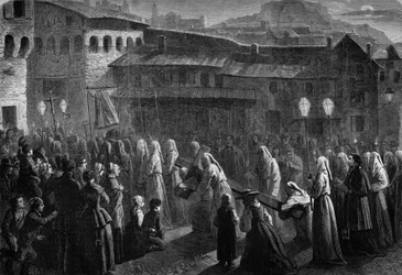 Procesión de los Penitentes de Confalais, jamón religioso del sur de Francia en Puy en Velay, Alto Loira (43)