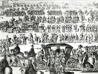 Procesión de la entrada del joven rey Luis XIV como niño en la ciudad de París el 18 de agosto de 1649, detalle