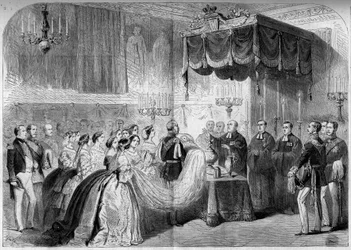Rito protestante: bautismo del príncipe Federico Guillermo Víctor Alberto de Prusia (quien se convirtió en Guillermo II, Rey de Prusia y Emperador de Alemania)