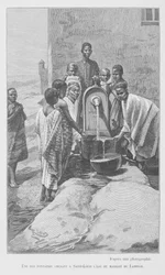 Fuente pública en Senegal, ilustración de "Le Senegal..." por Louis Leon Faidherbe, 1889