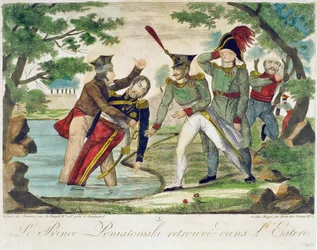 Rescate del Príncipe Joseph Poniatowski (1763-1813) del río Elstera, 1813