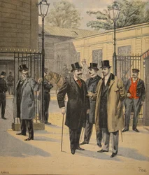 Reingreso a la Cámara de Diputados: Tres fantasmas, ilustración de Le Petit Journal: Suplemento ilustrado, 5 de junio de 1898