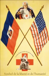 Cartel de la Cruz Roja «Símbolos de libertad y humanidad - La Cruz Roja, la madre de todas las naciones», sin fecha, entre 1914-1918.
