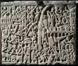 Relieve que representa el Asedio de Carcasona por Simón de Montfort (c.1160-1218) en 1209