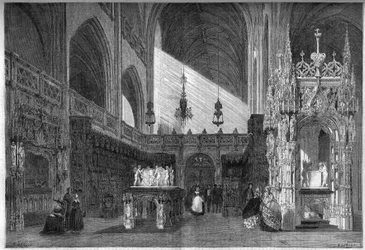 Arquitectura religiosa: vista del coro de la iglesia (1513-1532) de Brou, Ain (01)
