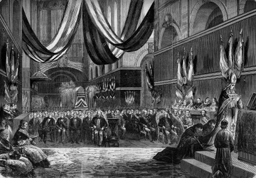 Servicio religioso en honor a los generales Clément Thomas (1809-1871) y Claude Lecomte (1817-1871) en la iglesia de Saint Louis de Versailles