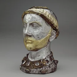 Busto relicario de San Yrieix, c.1220-40 (plata dorada con cristal de roca, gemas y vidrio)